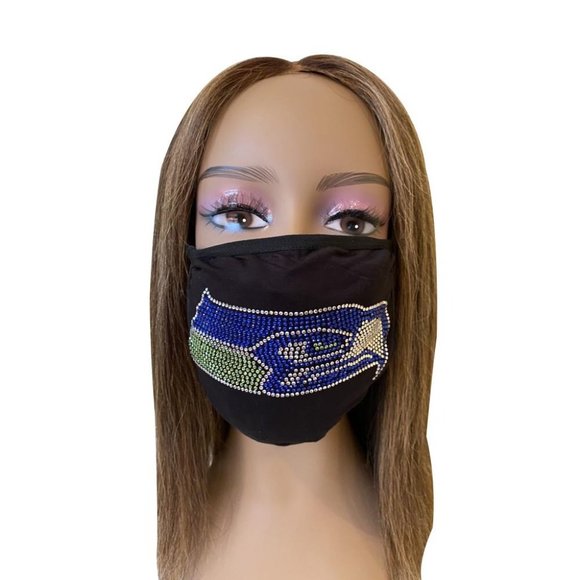 Seattle Seahawks Bling Face Mask Front Logo - Picture 1 of 11